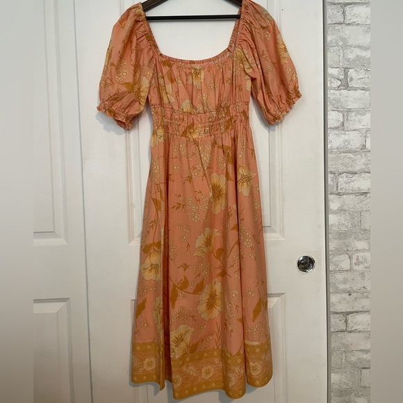 SPELL & the gypsy Collective Sloan Soiree Dress Peach puff floral off shoulder M - Picture 6 of 12